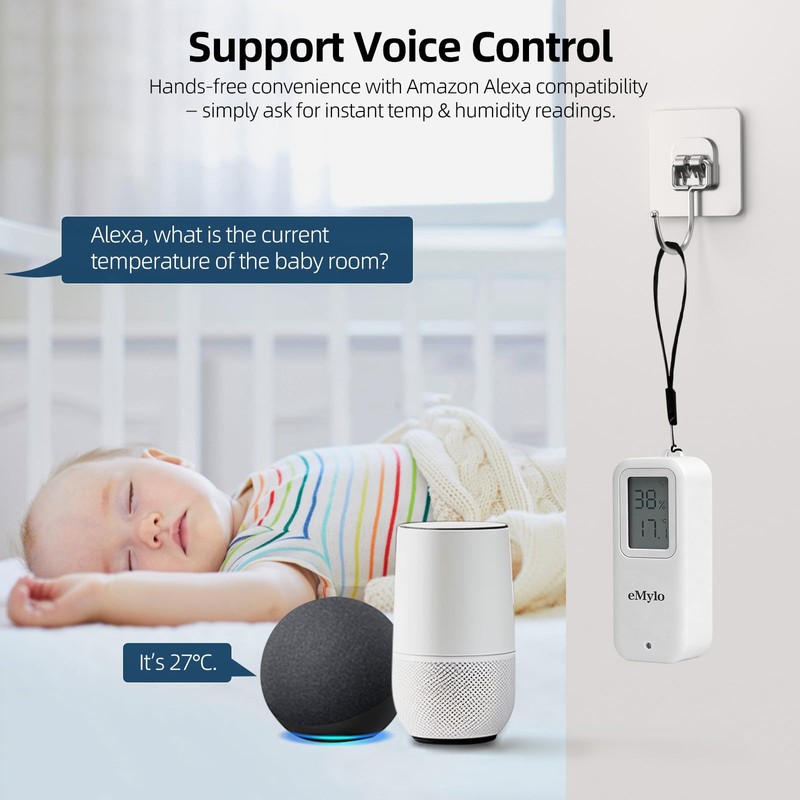 eMylo Zigbee Temperature Humidity Sensor, IP65 Waterproof Smart Indoor Outdoor