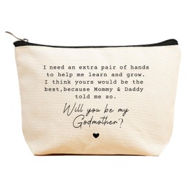 ZVMIS Godmother Appreciated Gift,First Time Godmother,Thank You Gift,Godmother Proposal Gift,Pregnancy Announcement Gift,Christening Baptism Gift,Christmas Gift-Makeup Bag,Cosmetic Pouch,Travel Case