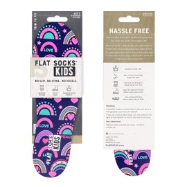 FLAT SOCKS Kids No Show Socks, Sockless Liner, No Slipping, No Stinking, Washable Barefoot Shoe Insert, Multi-Colored Patterns, Rainbow Explosion