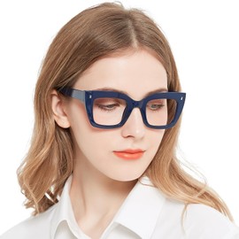 WEMOOTANTS Blue Reading Glasses 3.0 for Women Vintage Cat Eye Readers 1.00 1.25 1.50 1.75 2.00 2.25 2.50 2.75 3.00 3.50 4.0 Thick Full Rim with Spring Hinges