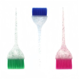 3 Piece Hair Color Brush Set with Glitter Handles for Highlighting, Hair Dye Brushes and Combs Set in Vibrant Colors (3 color) - Professional Quality for Salon Home DIY Dyeing Coloring.