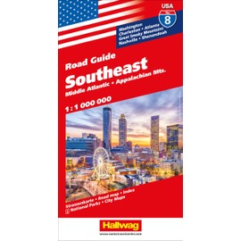 Hallwag Strassenkarte USA, Southeast 1:1 Mio.: Mit Middle Atlantic, Appalachian Mountains, Washington, Charleston, Atlanta, Great Smoky Mountains, ... (Hallwag Strassenkarten, Band 8)