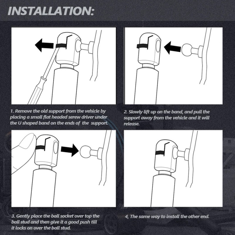BOXI Pair 13" Universal Lift Support Gas Strut Shock Prop