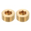 sourcing map 2Pcs Brass Pipe Plug Fitting, 1" NPT Male