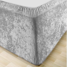 Extra Deep Crushed Velvet Divan Bed Base Cover Elasticated Sheet Frame Covers Single Double King Super King Bed Skirt Wrap Valance Sheets (King)