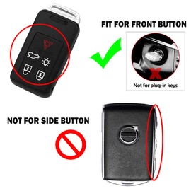 K LAKEY Car Key Fob Cover,Fit for S60 S80 V60 V70 XC60 XC70 Front 5-6 Bottons Key Fob,Smart Car Key Soft TPU Case Protector Key Fob with Alloy Keychain Silver No Plug-In Key Fob