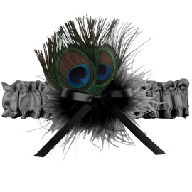 Ivy Lane Design Katy Marabou Garter with Peacock Feather, Black
