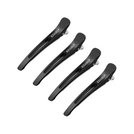 KISARG Dakar Men's Hair Clips, Non-marking Bite Hairdresser, Commercial Use, Professional, Strong, Anti-Slip Rubber, Set of 4, 4 Pieces, 4.5 inches (11.5 cm), Black