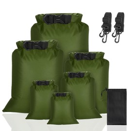 VFANDV Waterproof Storage Bags, Pack of 6, 1.5/2.5/3/3.5/5/8L Waterproof Bag, Lightweight Dry Bag, Dry Bag, Pack Sack, Waterproof Water Sports Bags, Green, Dry bag