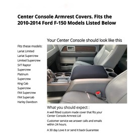 Auto Console Covers- Fits The Ford F-150 King Ranch Supercrew, FX4 Supercab and FX4 Supercrew 2010-2014 Center Console Armrest Cover Fleece- Black