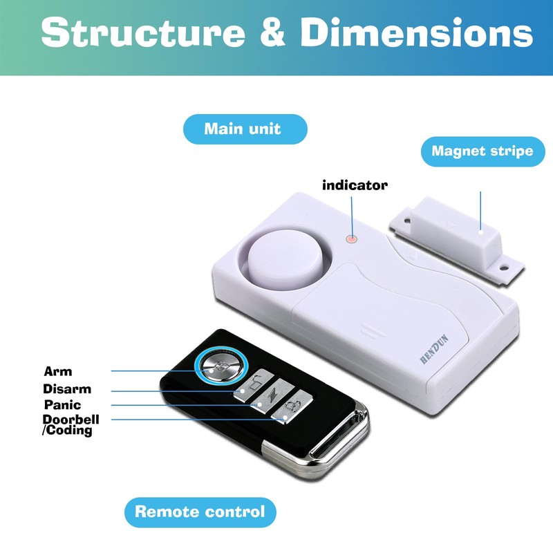 HENDUN Door Alarms When Opened with Remote, Door Bells Chimes,