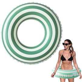 LUMOOM Adult Swimming Ring, PVC Swimming Hoop, Inflatable Swimming Rings, Air Mattress Swimming Hoops, Retro Style Swimming Pool Float, for Summer Pool Party, Beach, Outdoor Party Accessories (Green)