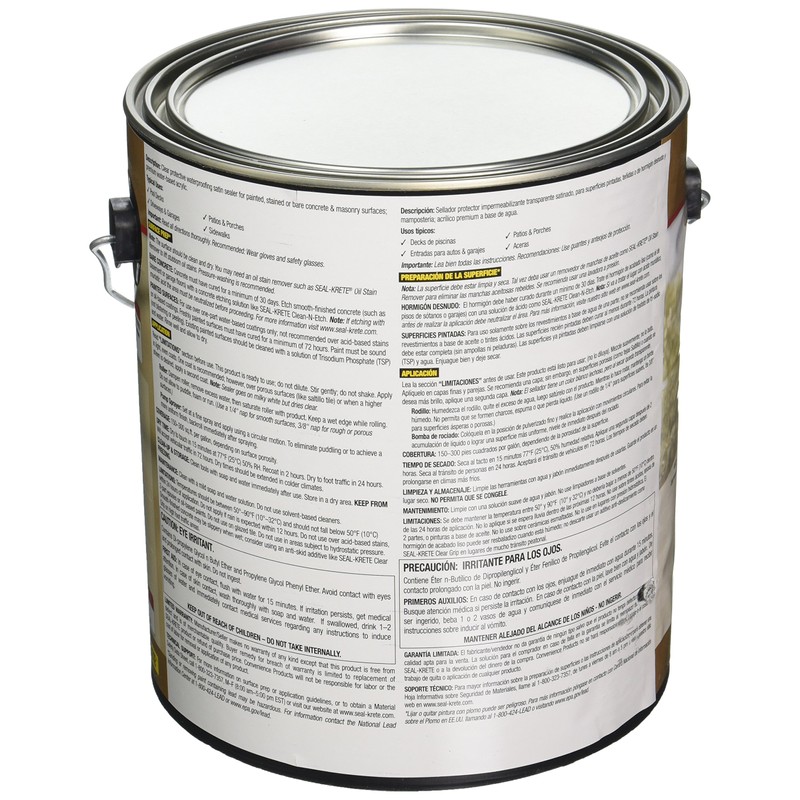 Seal-Krete 604001 Clear-Seal Satin Concrete Protective Sealer, Gallon, Clear
