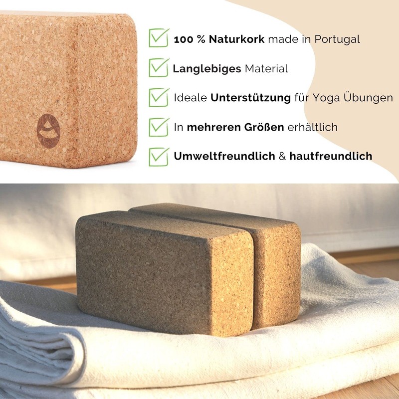 Extra-large XL natural cork yoga block brick, for yoga, yoga