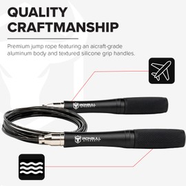 Jump Rope for Men & Women - Ultra-Fast, High Speed Jump Rope - Self-Locking Screw-Free Design with Aluminum Handles and Silicone Textured Grips - Precision Engineered for Maximum Performance - Skipping Rope for Workout Fitness, Cross Training & Home Exercises (Black)