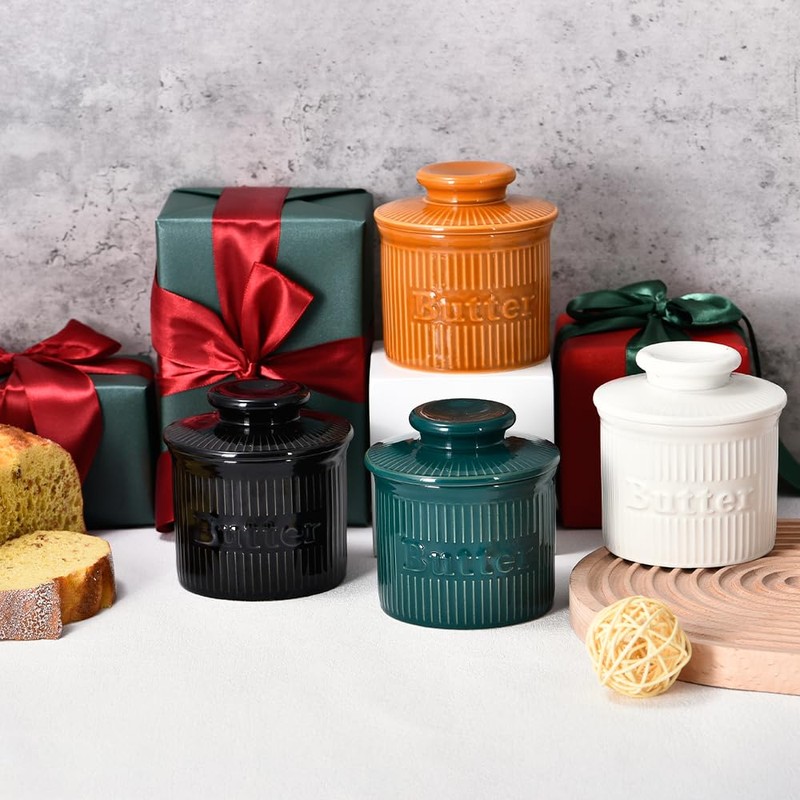 French Butter Crock for Counter with Water Seal, Ceramic French