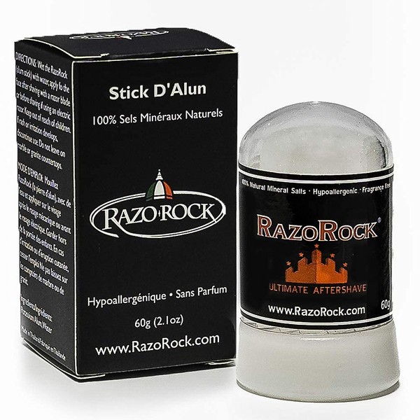 RazoRock Alum Stick - 60 g - After Shave Stick – Natural Healing and Toning for Razor Cuts
