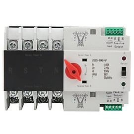 Wisoqu Dual Power Automatic Transfer Switch,ZGQ5-1004P 220V 100A Power Transfer Switch,Anti‑Aging, Safe and Reliable