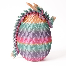 Dragon Eggs with Dragon Inside, 3D Print Dragon, Easter Basket Stuffers, Articulated Dragon with Egg, Crystal Dragon Figurine, Dragon Egg Fidget Toy, Executive Desk Toys (Color)