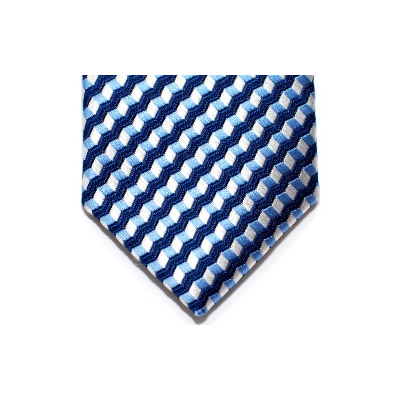 (リトリーズ) RETREEZ 波型ジグザグ ストライプ柄 織り生地 細ネクタイ タイ - ネイビーブルー