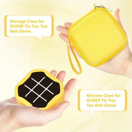 YouKnow Silicone Cover and Travel Case Compatible with GiiKER Tic Tac Toe Bolt Game, 3-in-1 Handheld Puzzle Game Console Cover for Kids (Silicone Cover and Travel Case) (Yellow)