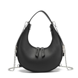 BAG WIZARD Stylish Clutch Purses for Women Hobo Tote Handbag Shoulder Bag with Crossbody Straps, Black