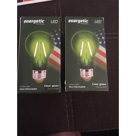 energetic 2 Lot energetic led green light clear glass a19 2watt 5000hour omni directional