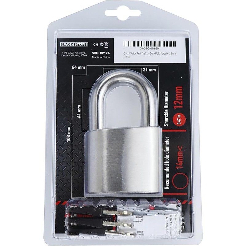 Blackstone Anti-Theft Loud 130db Alarm Padlock Weather Proof Heavy Duty