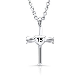 All In Faith Stainless Custom Number Bat Cross Necklace Jewelry (24 Inch Chain, 52)