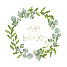Servietten Geburtstag 20 Napkins Happy Birthday in Wreath Birthday Table Decoration 33 x 33 cm