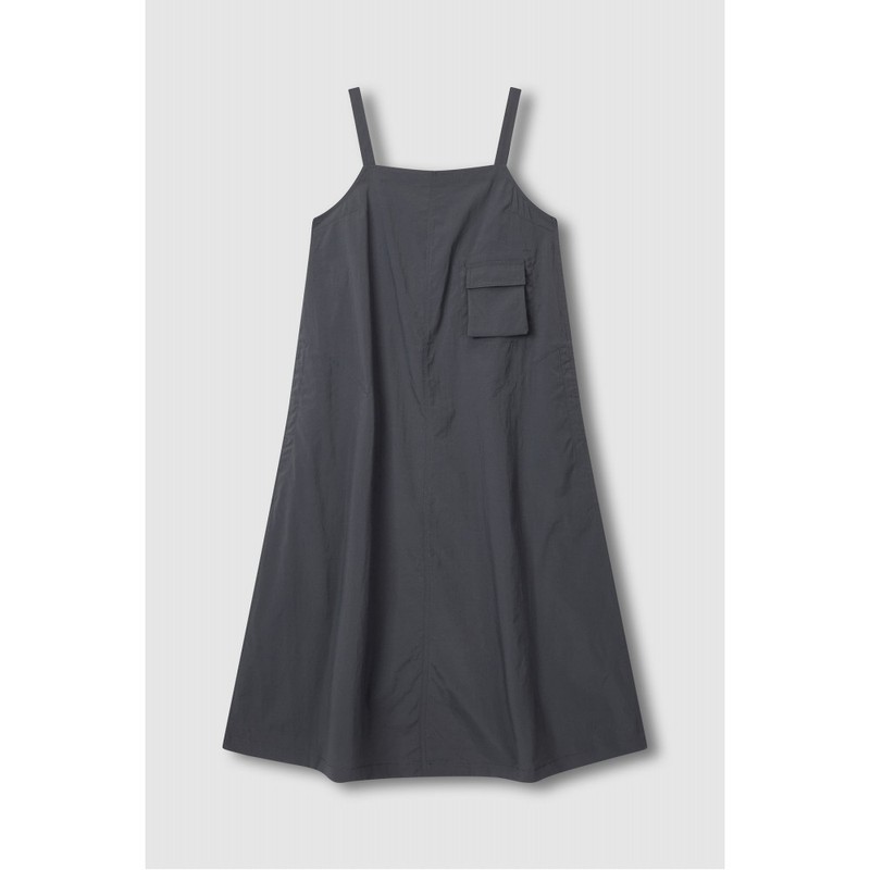 JAJU [JAJU] Women's Crisp Seersucker Bustier Dress_Charcoal