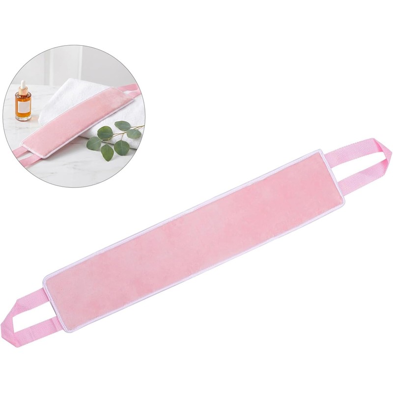Banda Aplicadora de Bronceador para Espalda de Tela Aterciopelada Rosa,