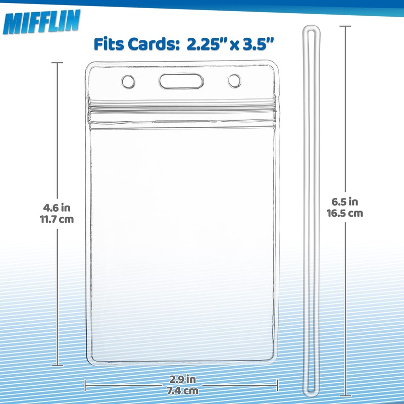 Mifflin-USA Luggage Tags with Transparent Loops (Clear, 10 Pack), Waterproof