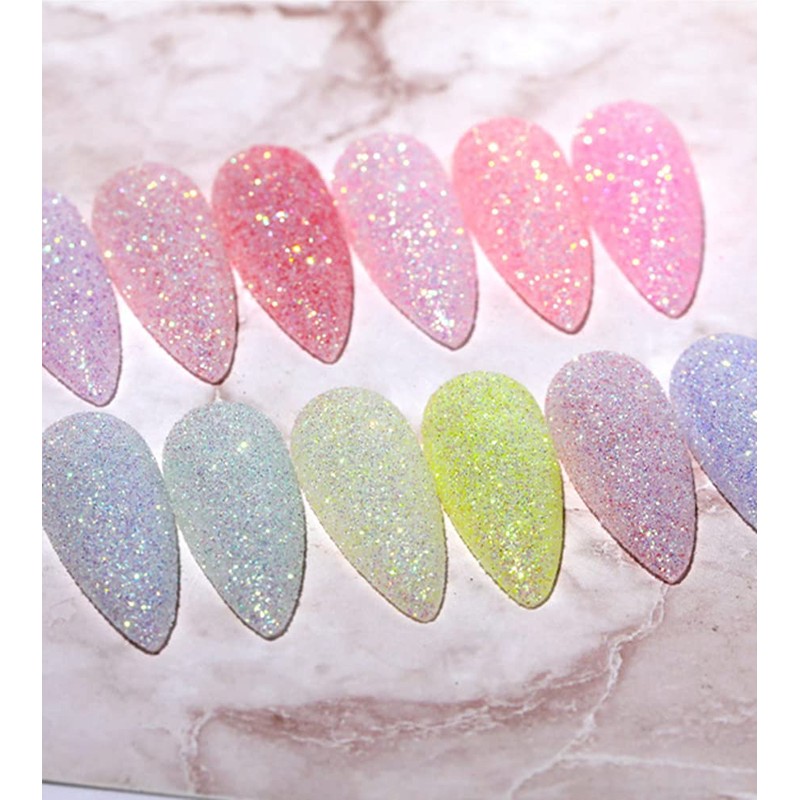 12 Colors Caddy Color Nail Glitter Powder Sugar Like Nail