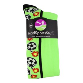 MadSportsStuff Crazy Bomber Soccer Socks (Neon Green/Black, Large)