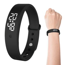 Bracelet Alarm Clock Black Vibration Alarm Clock Bracelet Alarm Clock with Vibration Alarm, Adjustable, with Silent Vibration Function Alarm Clock, Timer, Stopwatch, Date Display and Body Temperature Measurement