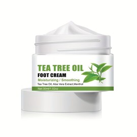 Tea Tree Foot Cream, 30ml Moisturizing and Smoothing Foot Cream with Tea Tree Oil and Aloe Vera Extract for Cracked Foot Jock Itch, Ringworm, Cracked Heels and Itchy Skin Daily Women Men Foot Care