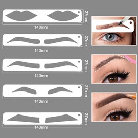 Permanent Makeup Eyebrow Lips Shaping Kit Microblading Mapping Template with White Marker Pen Black Eyebrow pencil 10 pcs Razor Blade and Pencil Sharpener for Beginners Use