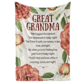InnoBeta Great Grandma Gifts, Super Soft Flannel Throw Blankets Gifts for Great Grandma, Great Grandmother Nana, Gigi, Granny, Grammy Presents for Birthday Mothers Day, 50” x 65”- Red Flower