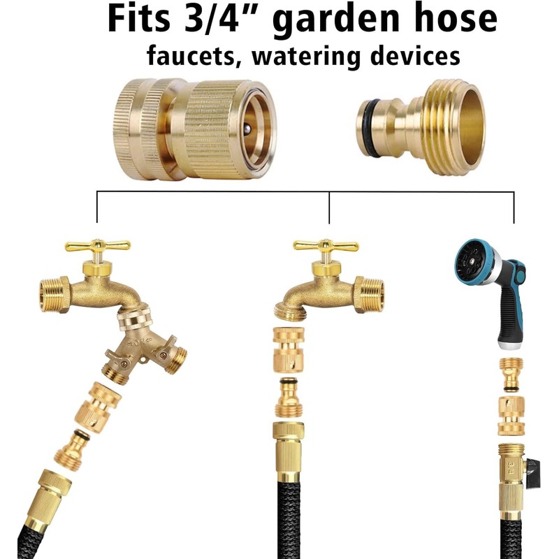 Uni-Fine Garden Hose Quick Connector Brass Quick Hose End Connector