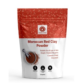 Moroccan Red Clay Powder 227 g for Face Mask, Body Wrap, Hair Mask, Soap Making, Spa Treatment - Facial & Body Clay for Men & Women