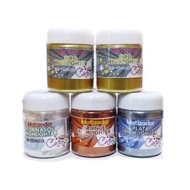 Matizadores metálicos comestibles 12g - Paquete con 5 piezas - Polvo dorado, plata, bronce, tornasol. Para repostería.
