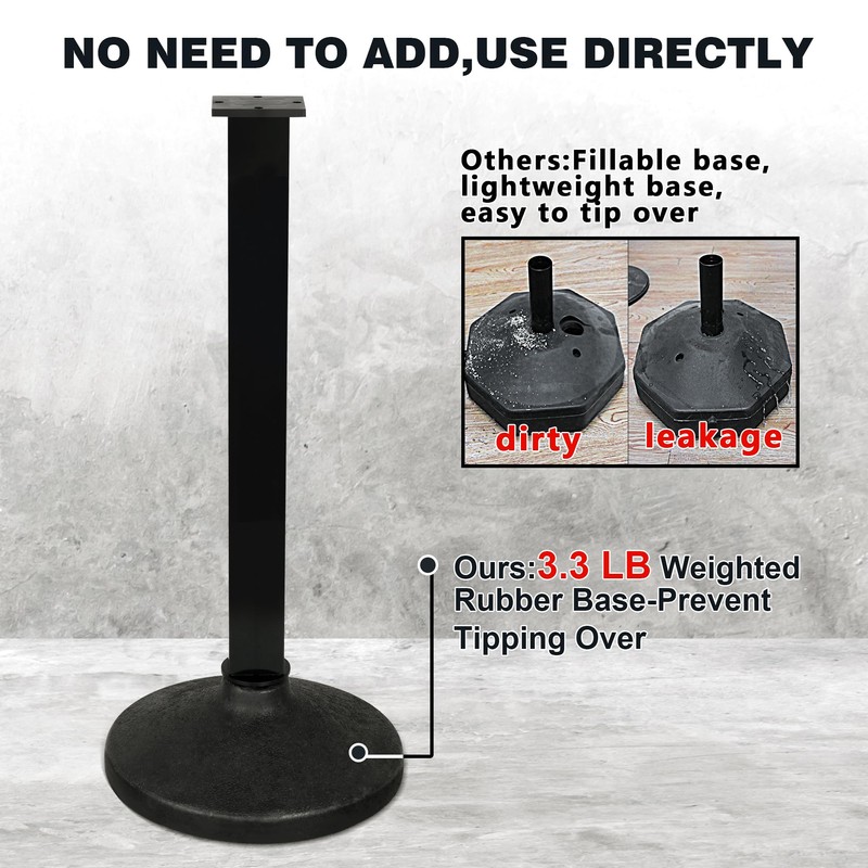 4 Pack Stanchions Post with Velvet Rope, Crowd Control Stanchions,