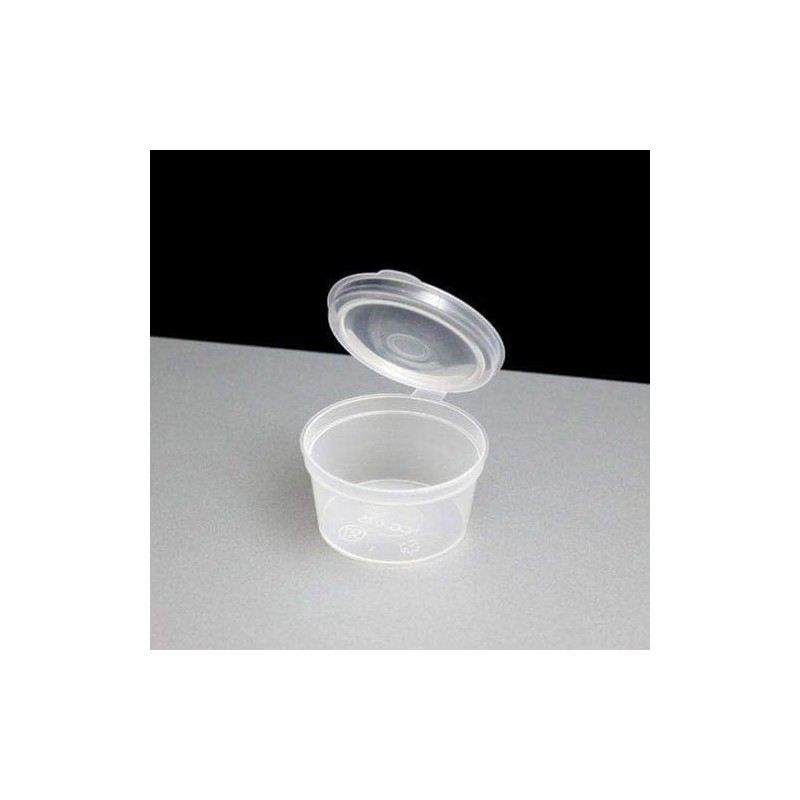 Plastic 100 ml Hinged Lid Deli Pot or Sauce Pot,
