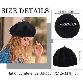 MOAZIFI Classic French Berets & Berets for Women, Wool Beret, Vintage Look, Artist Hat for Spring, Autumn, Winter (Black), black