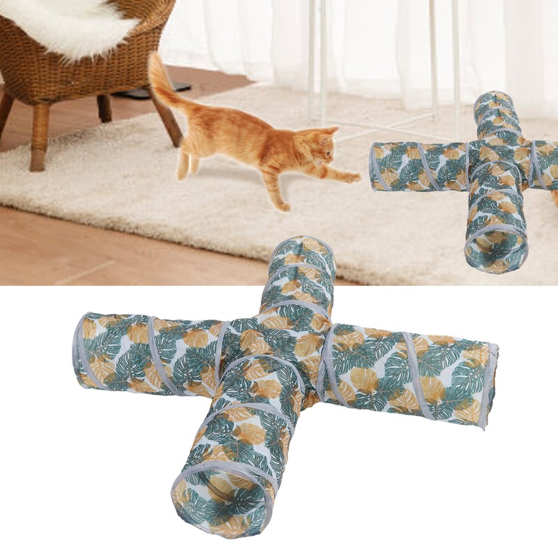 Cat Tunnels Collapsible Printed 4 Way Cat Tube with Storage