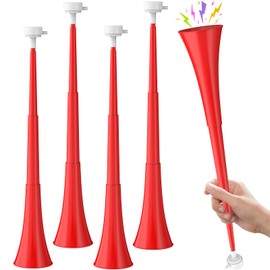 4 Packs Collapsible Stadium Horn 24 Inch Vuvuzela Plastic Trumpet Blow Horns Noise makers for Sporting Events School Sports Football Games Party Supplies Favors Accessories