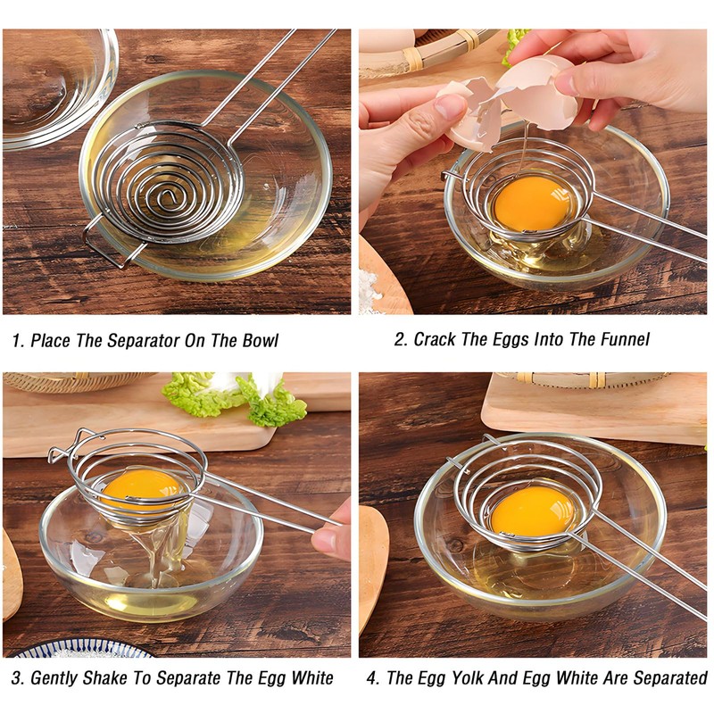 MYTOAU 2PCS Egg Separator Stainless Steel Egg Whisk, Stainless Steel