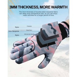 XUKER Neoprene Gloves Men Women, 3mm Camouflage Patterned Winter Wetsuit Gloves Keep Warm for Scuba Diving Surfing Swimming Fishing Water Sports