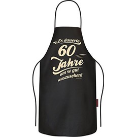 RAHMENLOS The Gift for the Man for the 60th Birthday - Barbecue Apron Cooking Apron Kitchen Apron Made of Pure Cotton - It Took 60 Years to Look So Good, black
